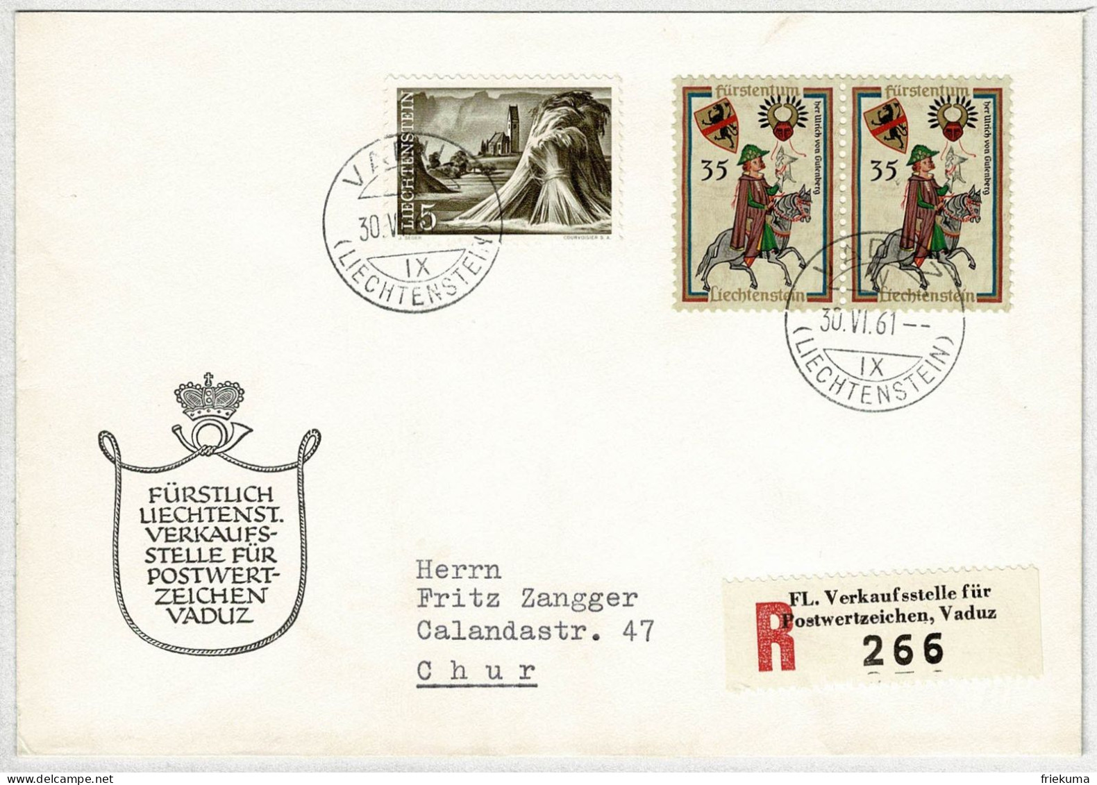 Liechtenstein 1959, Brief Ersttag Einschreiben Vaduz - Chur, Weihnachten / Noel / Christmas - Covers & Documents