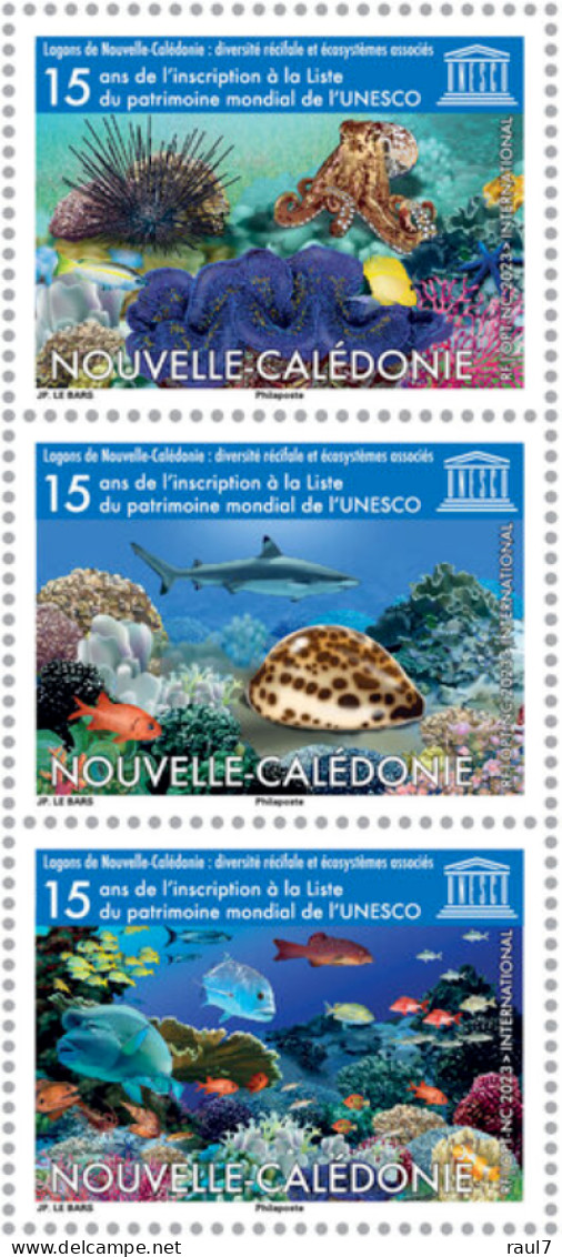 Nouvelle-Calédonie 2023 - Patrimoine Mondial, Unesco, Faune Calédonienne - 3 Val Neuf // Mnh - Neufs