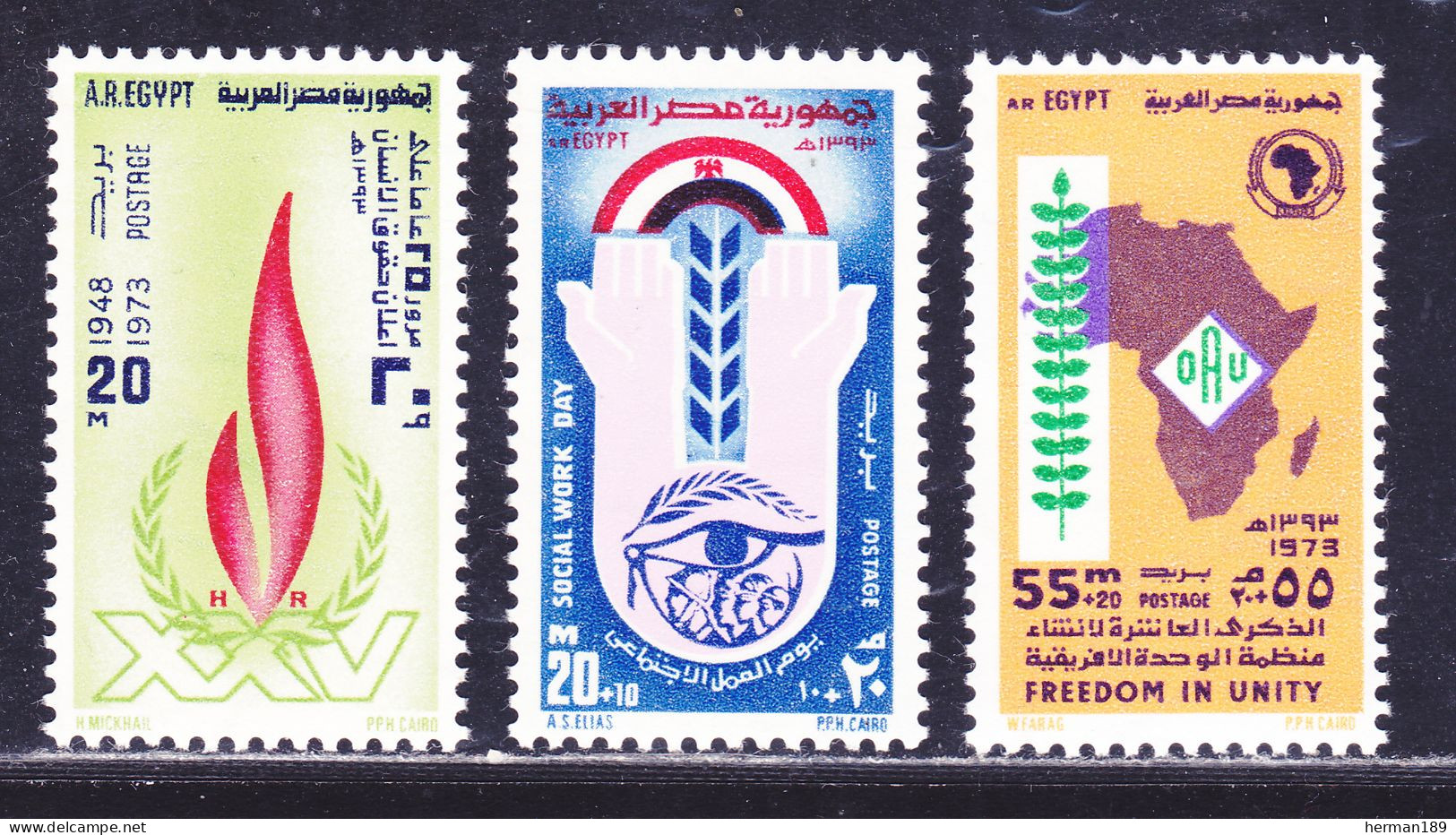 EGYPTE N°  933 à 935 ** MNH Neufs Sans Charnière, TB (D5831) Anniversaires - 1973 - Neufs