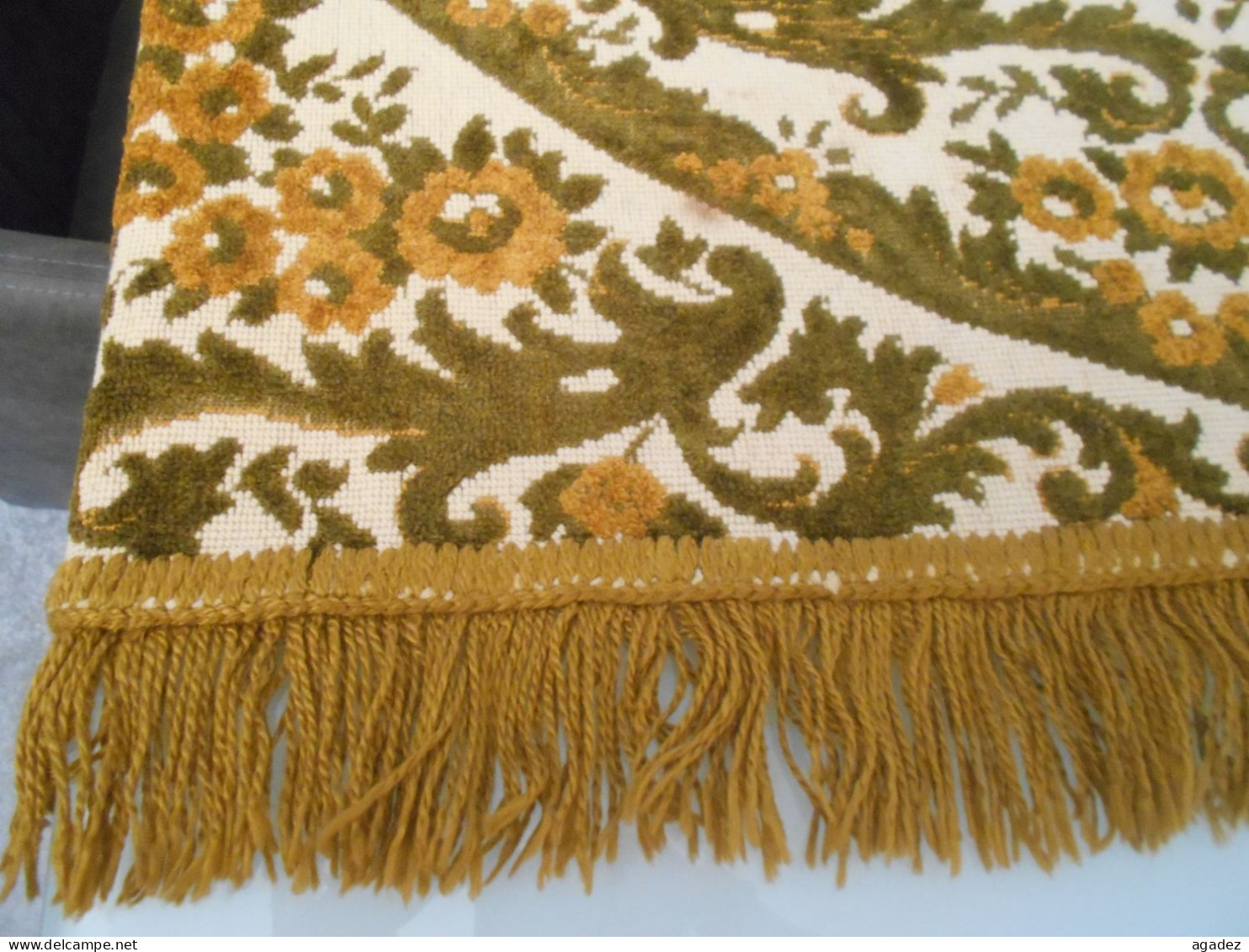 Ancienne Grande  Nappe Tapis De Table Velours - Rugs, Carpets & Tapestry