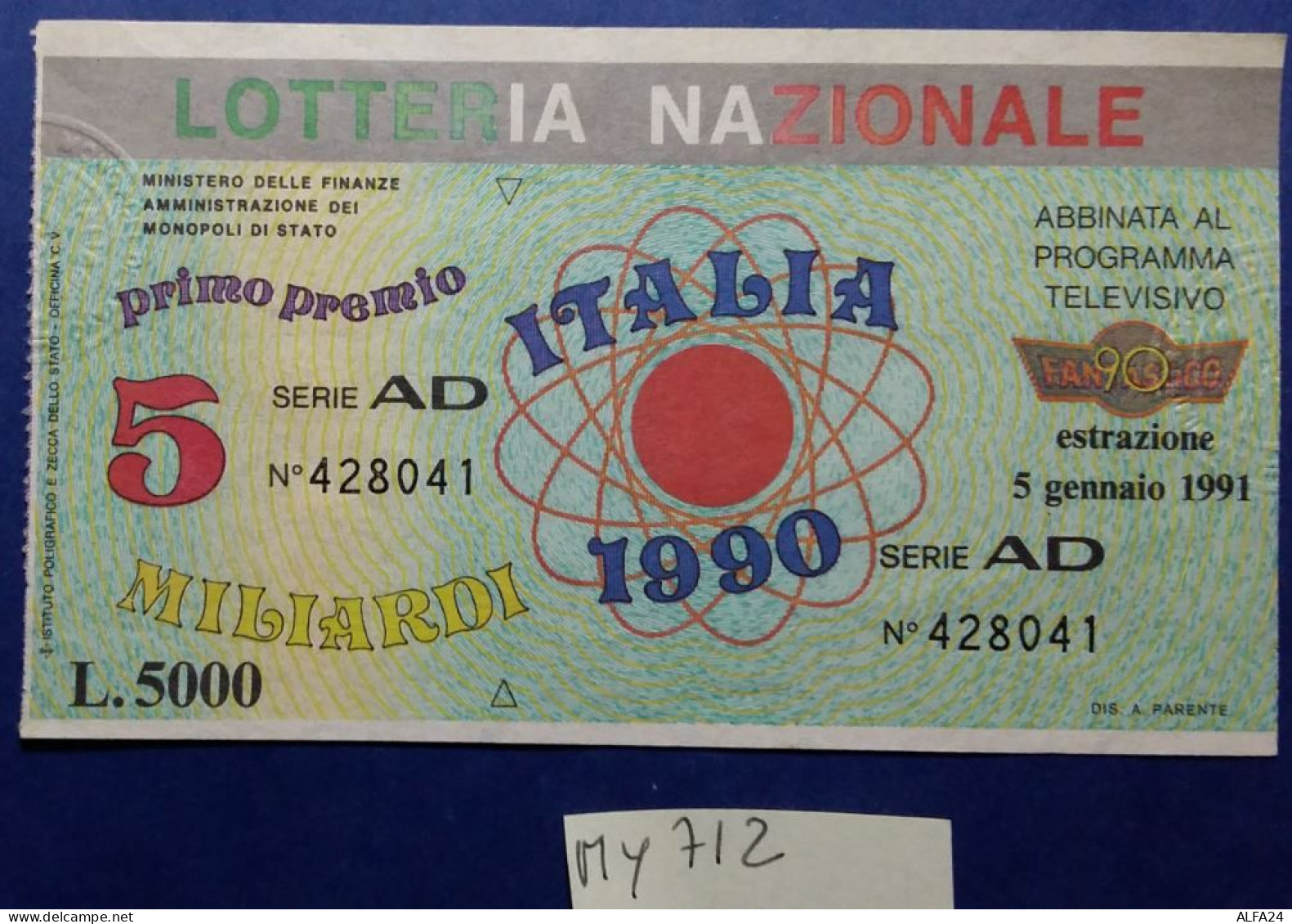 BIGLIETTO LOTTERIA  (MY712 - Billetes De Lotería