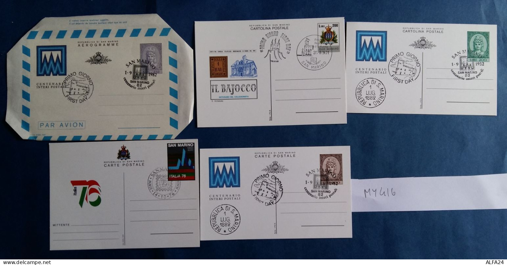 SERIE 5 INTERI POSTALI SAN MARINO  FDC (MY416 - Postal Stationery