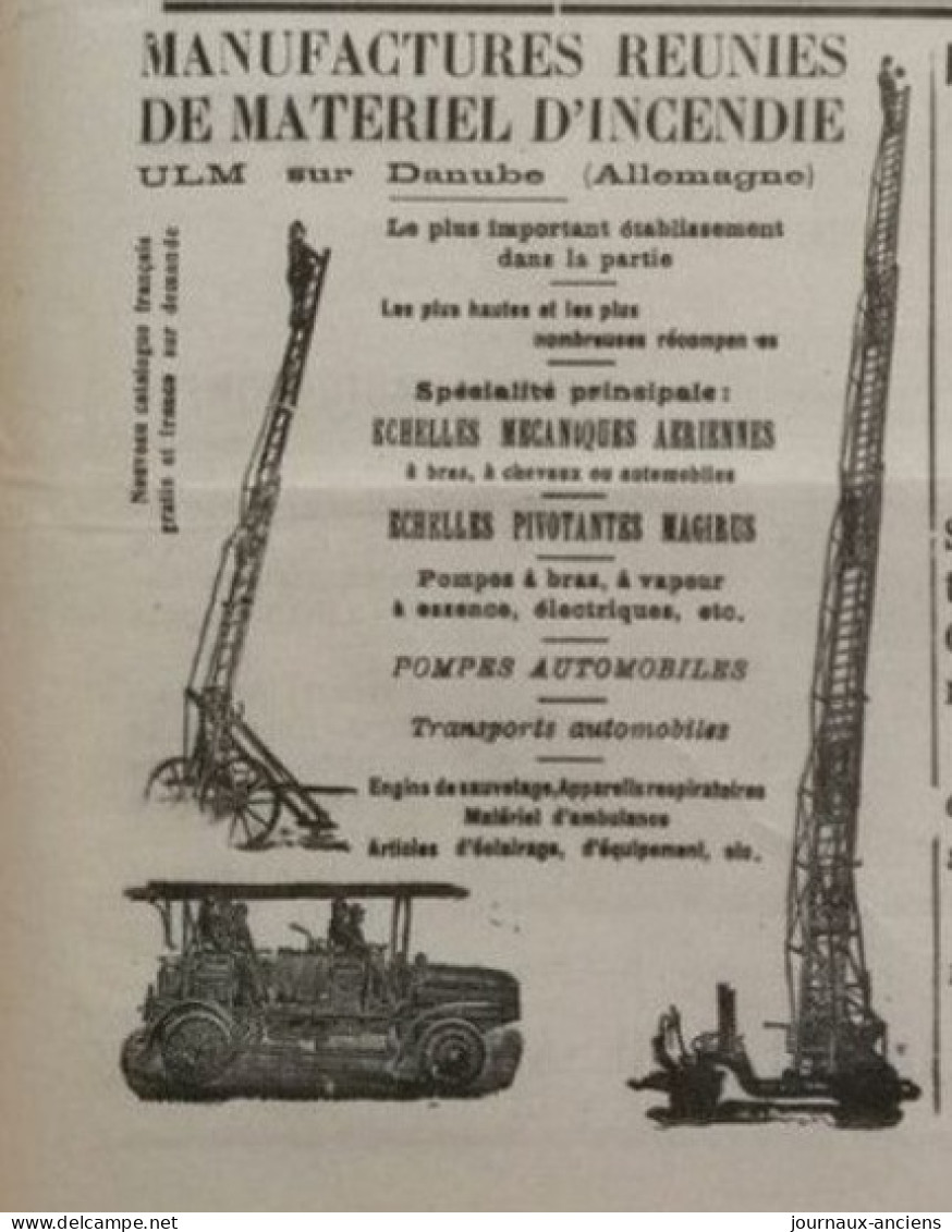 1912 Journal des SAPEURS POMPIERS - INCENDIE DE FORÊTS - CONCOURS DE BELFORT - FEU À PARIS - LE FERTÉ BERNARD