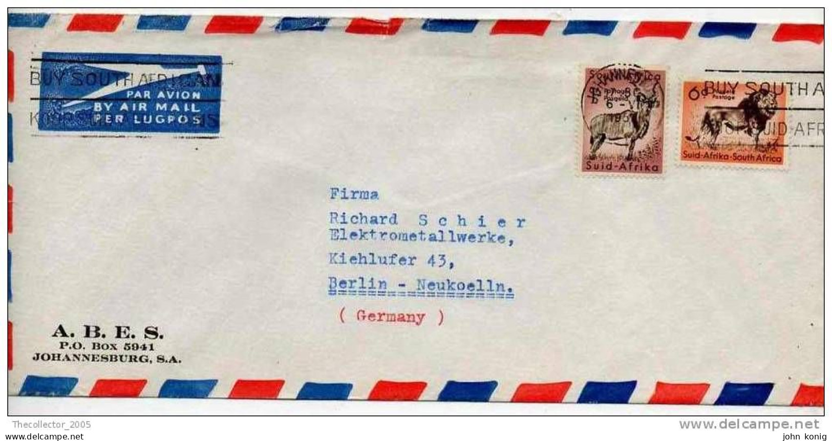 Sudafrica - South Africa - Lettera Busta Letter Cover Briefe - From South Africa To Germany (anni '50 - From'50s) - FDC