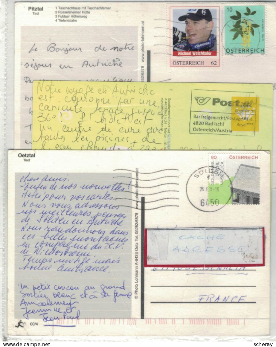 3 CARTES POSTALES OBLITEREES AUTRICHE DIVERS  ( Lot 492 ) - Collections