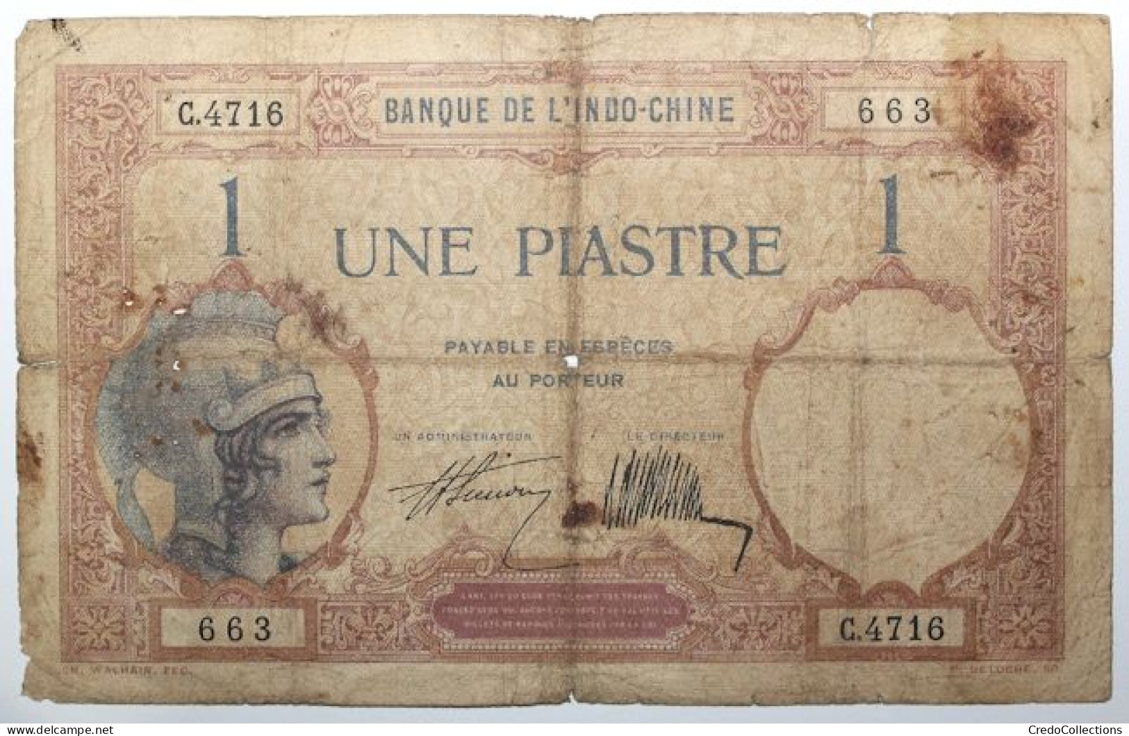 Indochine - 1 Piastre - 1927 - PICK 48b - B - Indochina