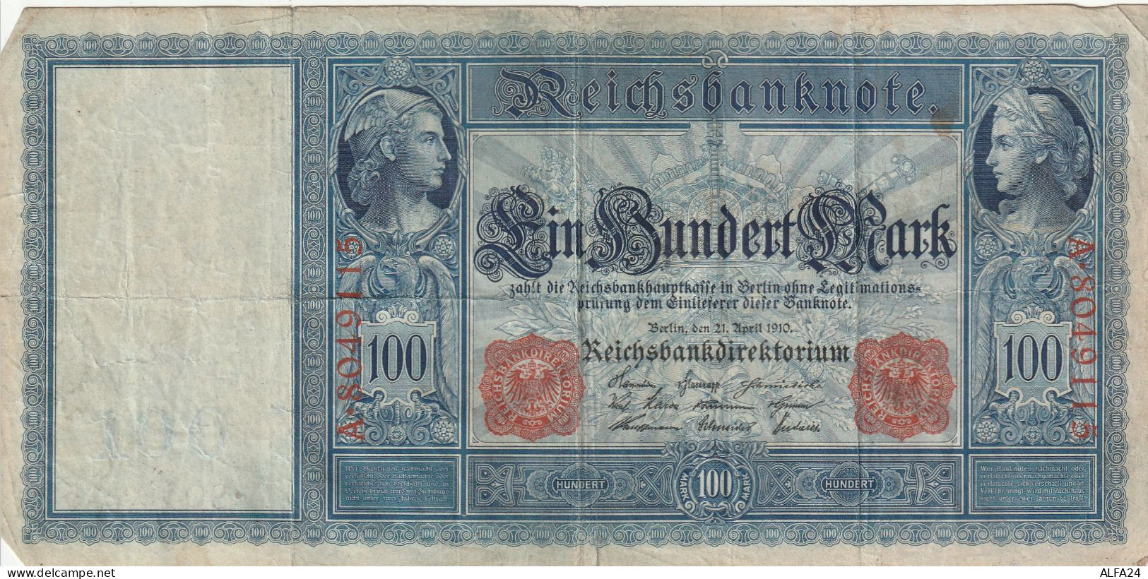 BANCONOTA GERMANIA 100 1910 REICHSBANKONOTE VF  (B_323 - 100 Mark