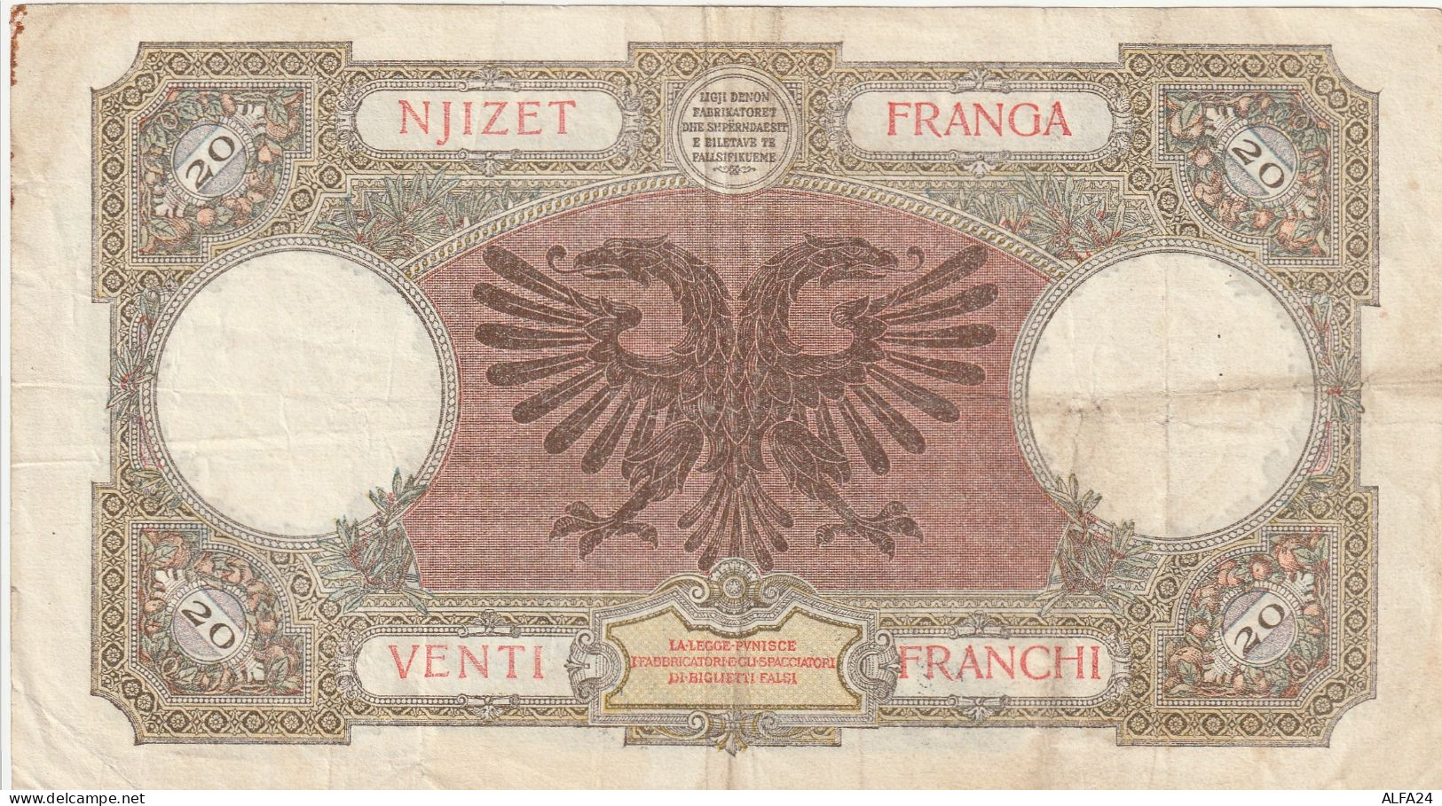 BANCONOTA 20 FRANCHI ALBANIA VF  (B_336 - Albanien