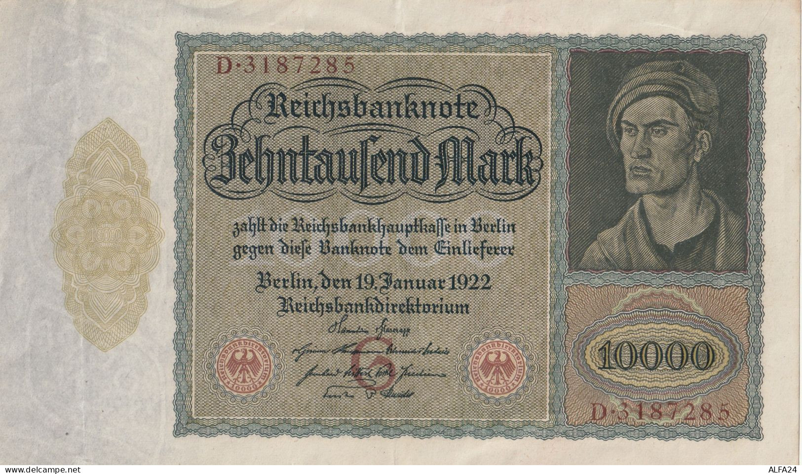 BANCONOTA GERMANIA 10000 1922 REICHSBANKONOTE  EF  (B_314 - 1000 Mark