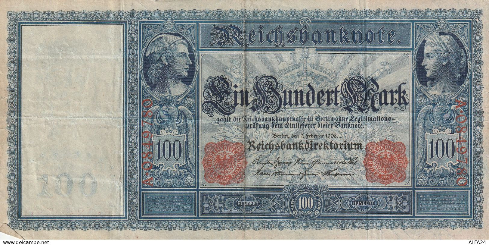 BANCONOTA GERMANIA 100 1909 REICHSBANKONOTE   VF  (B_316 - 100 Mark