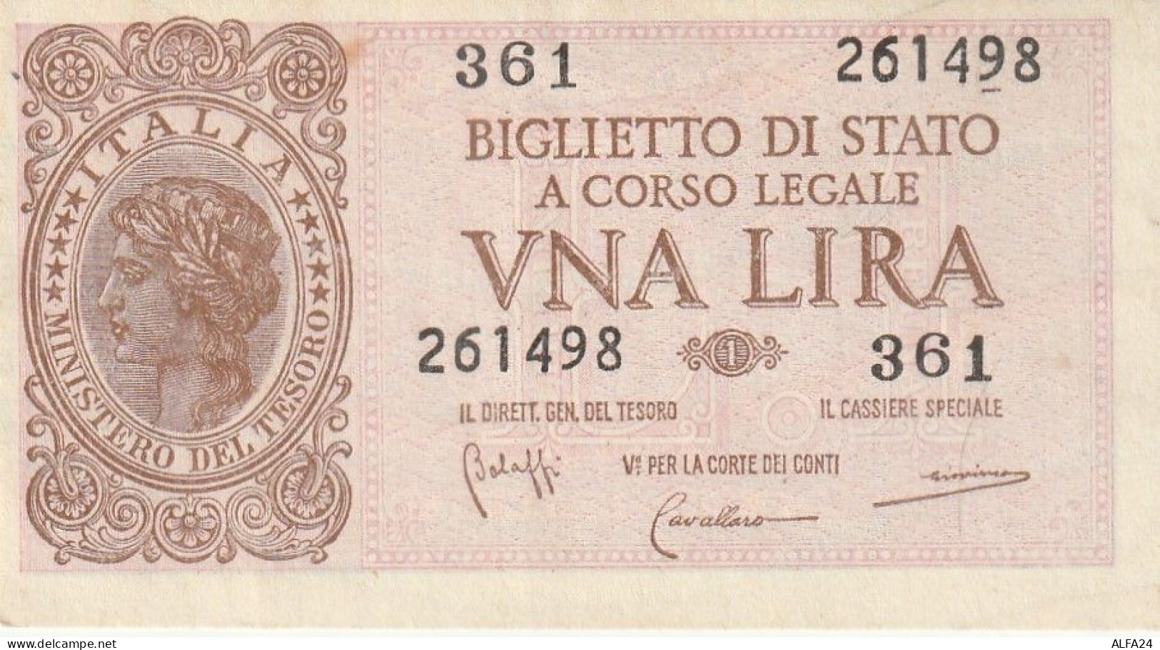BANCONOTA ITALIA BIGLIETTO STATO 1 UNC  (B_281 - Italia – 1 Lira