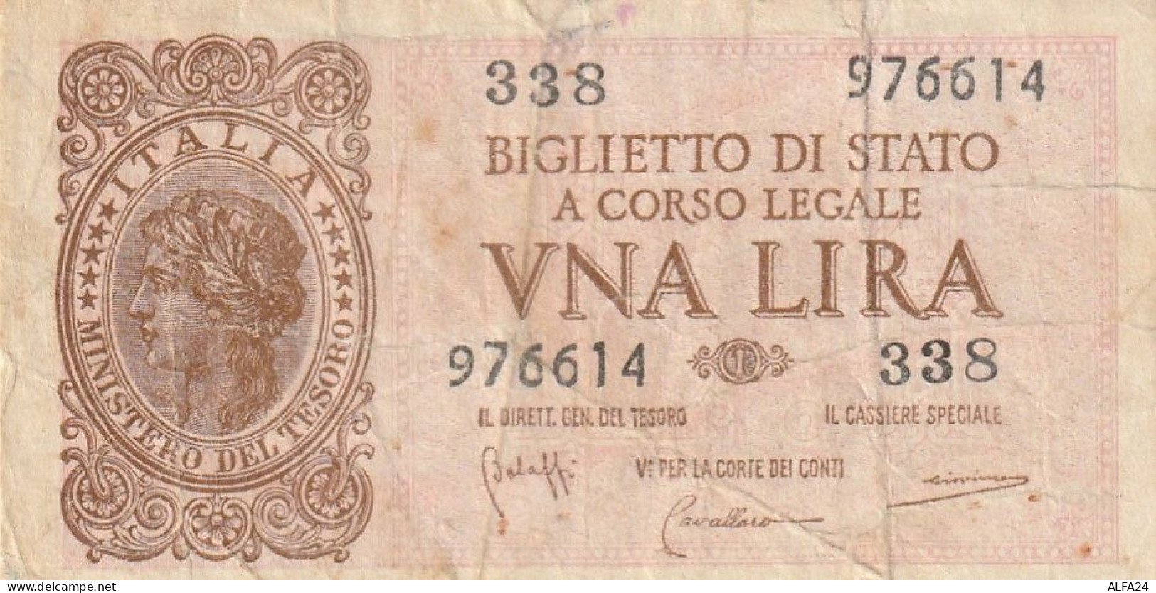 BANCONOTA ITALIA BIGLIETTO STATO 1 VF  (B_291 - Italia – 1 Lira