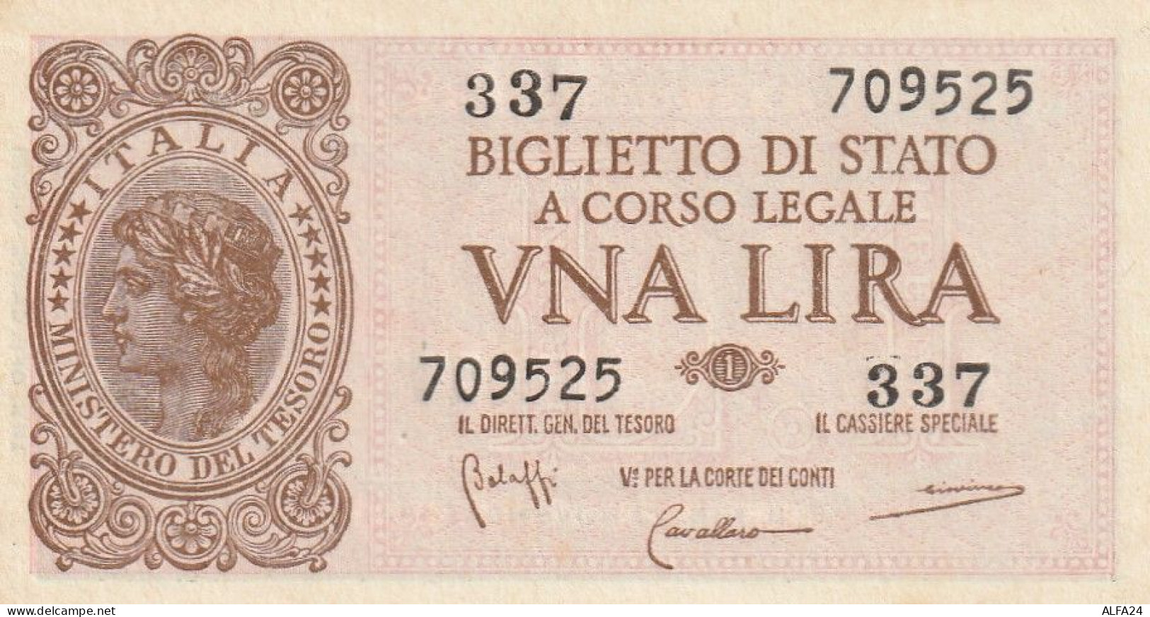 BANCONOTA ITALIA BIGLIETTO STATO 1 UNC  (B_277 - Italia – 1 Lira