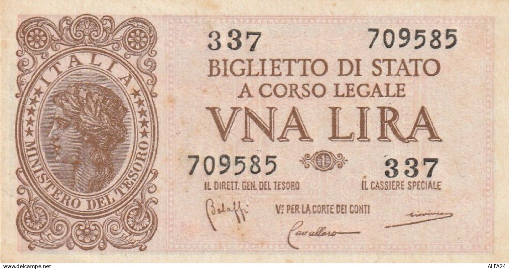 BANCONOTA ITALIA BIGLIETTO STATO 1 UNC  (B_276 - Italië – 1 Lira