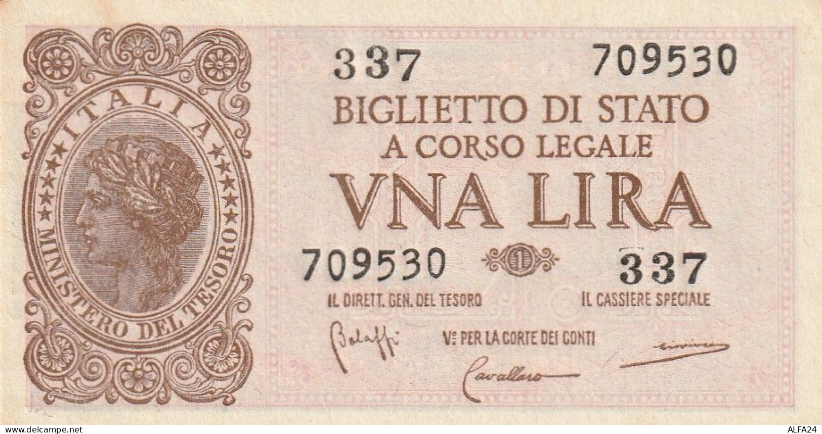 BANCONOTA ITALIA BIGLIETTO STATO 1 UNC  (B_268 - Italia – 1 Lira