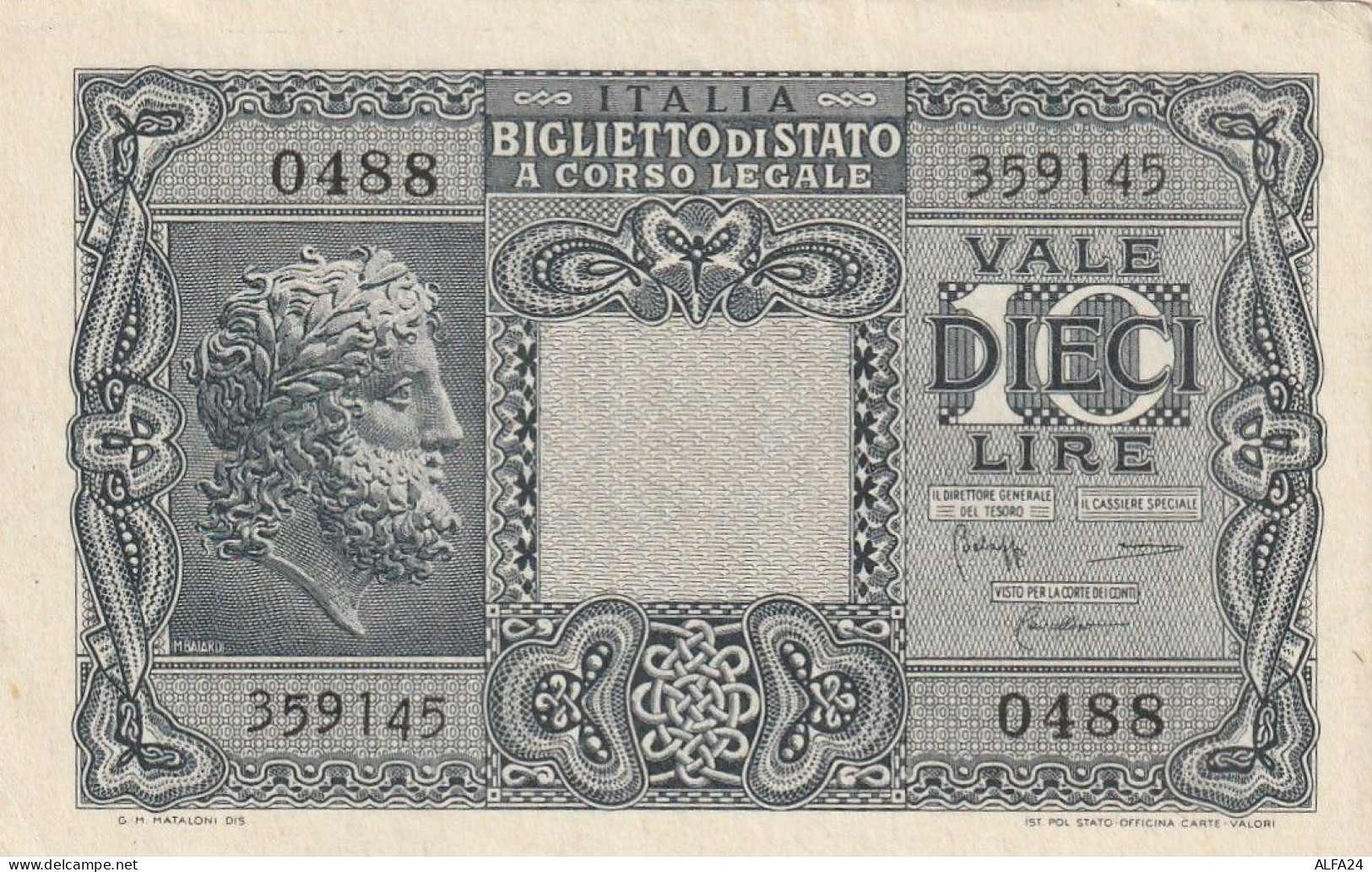 BANCONOTA ITALIA BIGLIETTO STATO 10 UNC  (B_256 - Italia – 10 Lire