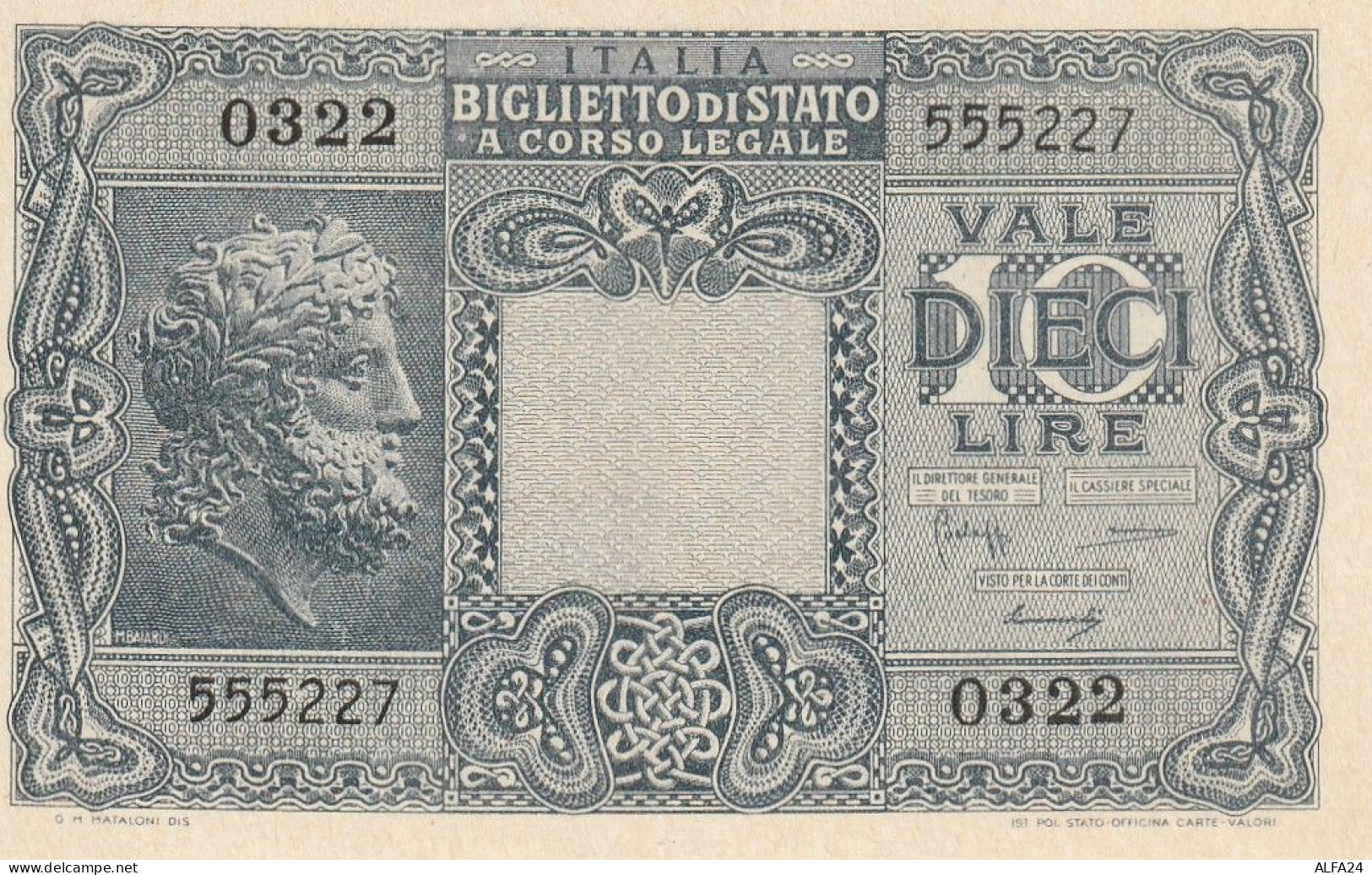 BANCONOTA ITALIA BIGLIETTO STATO 10 UNC  (B_257 - Italia – 10 Lire