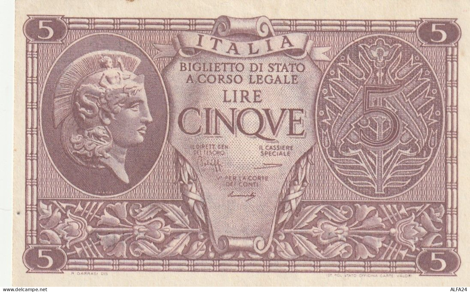 BANCONOTA ITALIA BIGLIETTO STATO 5 UNC  (B_220 - Italia – 5 Lire
