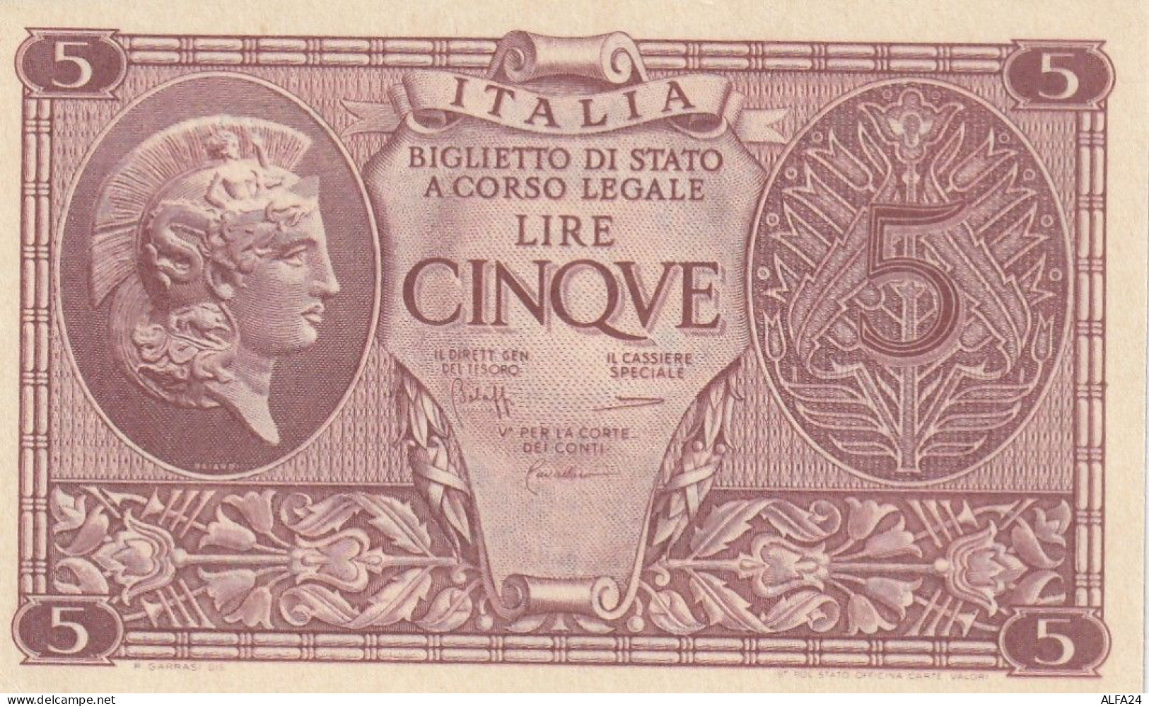 BANCONOTA ITALIA BIGLIETTO STATO 5 UNC  (B_215 - Italië– 5 Lire