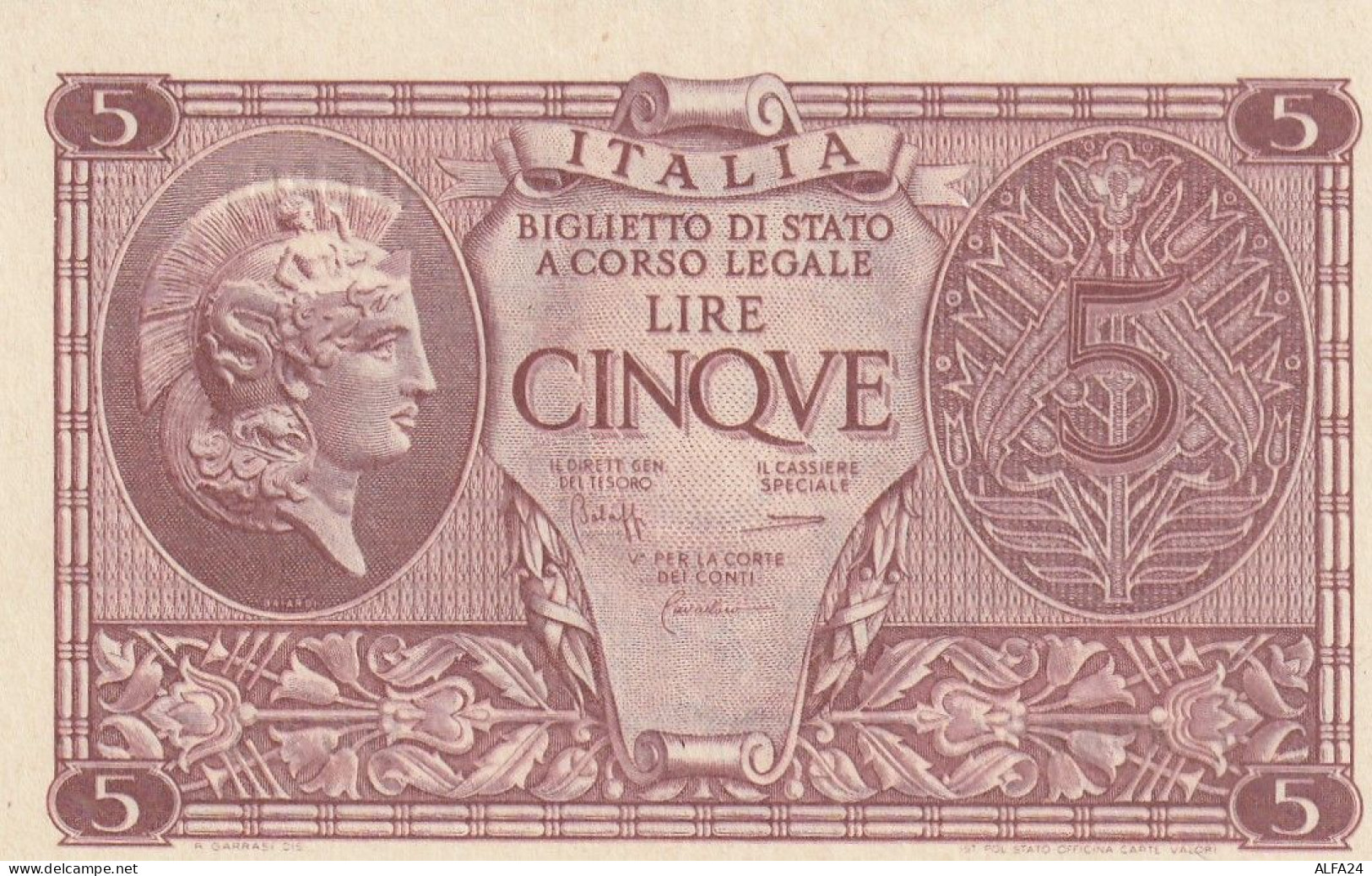BANCONOTA ITALIA BIGLIETTO STATO 5 UNC  (B_213 - Italia – 5 Lire