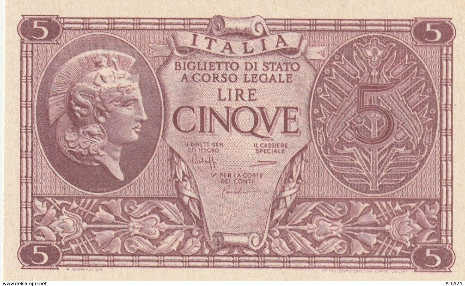 BANCONOTA ITALIA BIGLIETTO STATO 5 UNC  (B_214 - Italia – 5 Lire