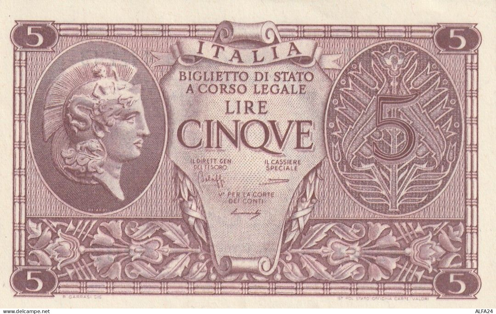 BANCONOTA ITALIA BIGLIETTO STATO 5 UNC  (B_211 - Italia – 5 Lire