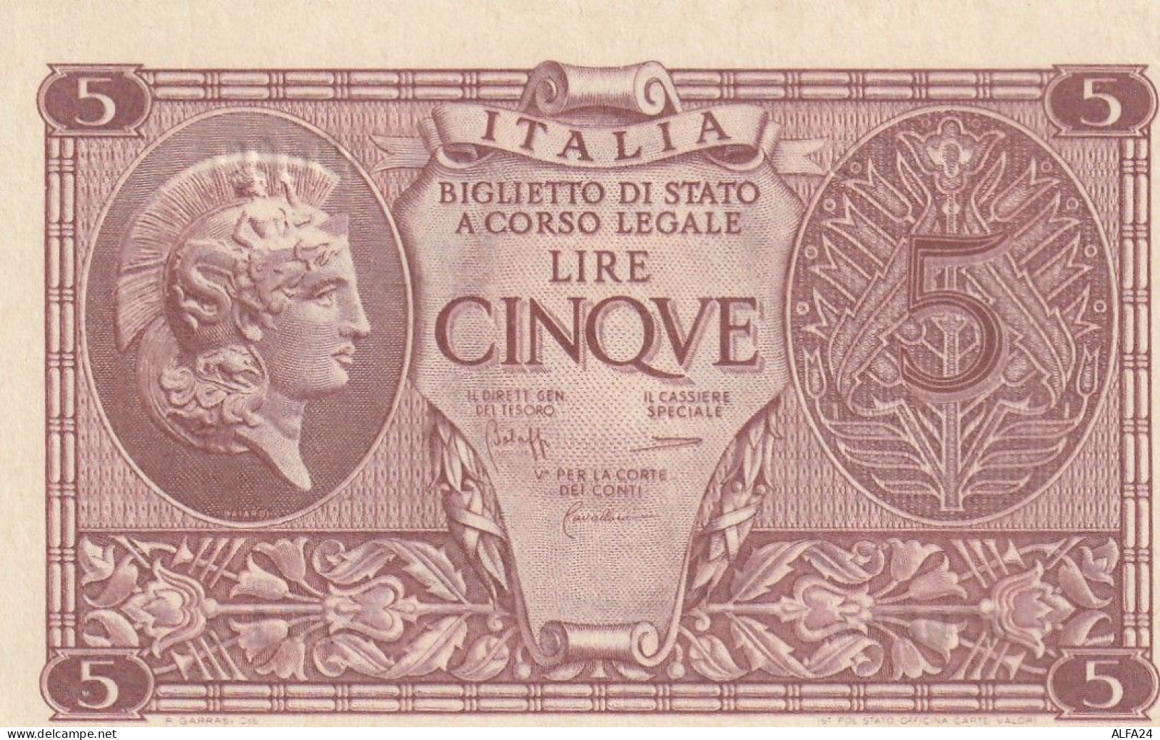 BANCONOTA ITALIA BIGLIETTO STATO 5 UNC  (B_212 - Italië– 5 Lire