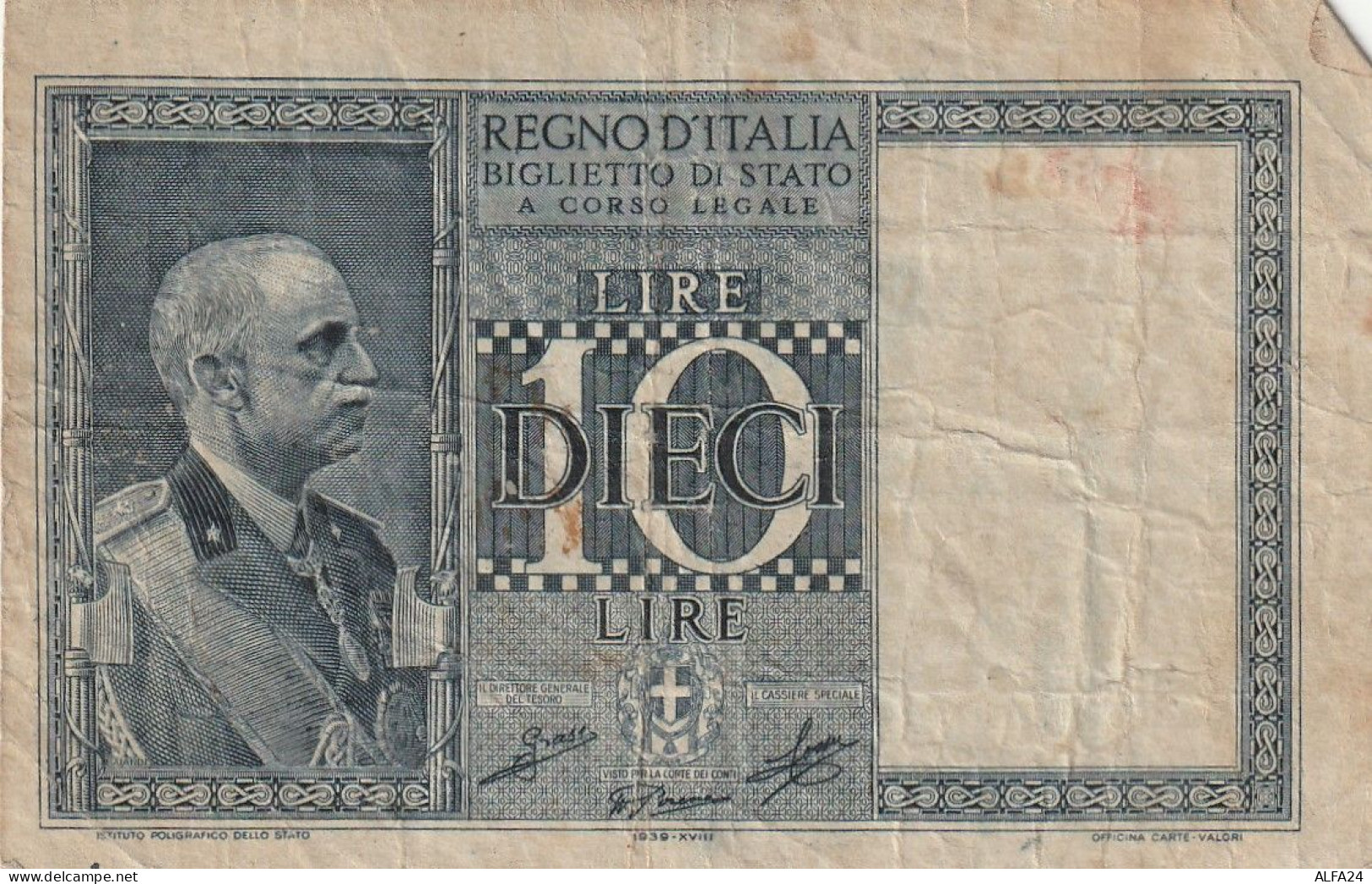 BANCONOTA ITALIA BIGLIETTO STATO 10 VF  (B_191 - Regno D'Italia – 10 Lire