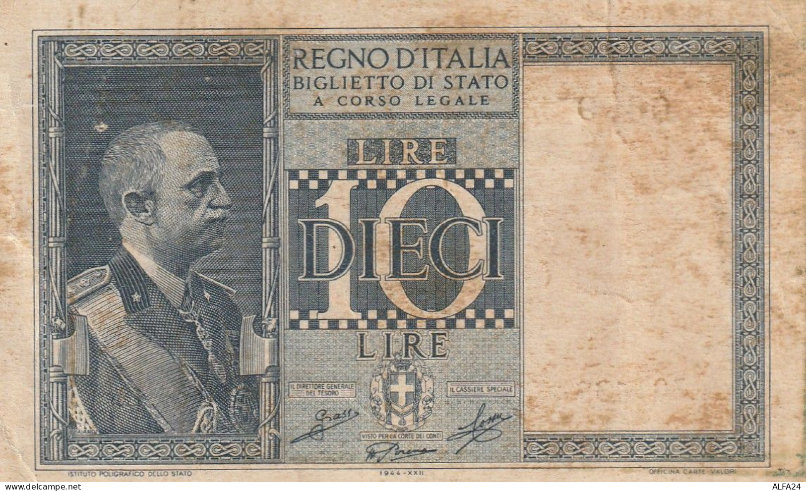BANCONOTA ITALIA BIGLIETTO STATO 10 VF  (B_194 - Regno D'Italia – 10 Lire