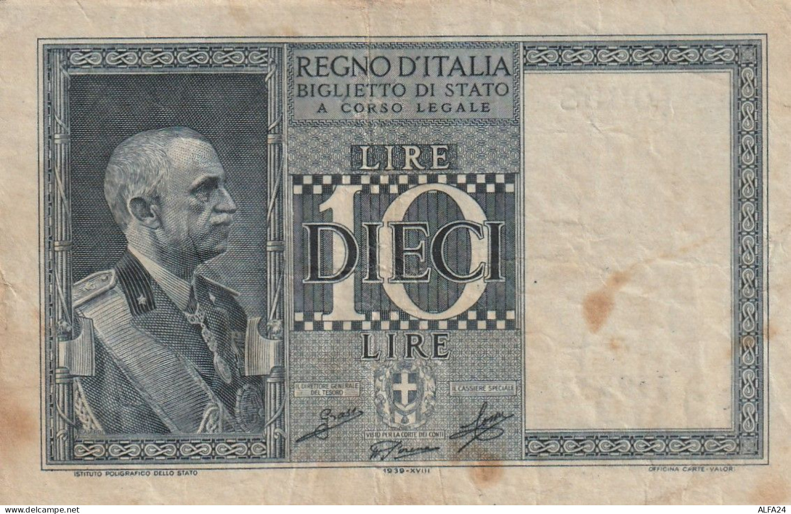 BANCONOTA ITALIA BIGLIETTO STATO 10 VF  (B_205 - Regno D'Italia – 10 Lire