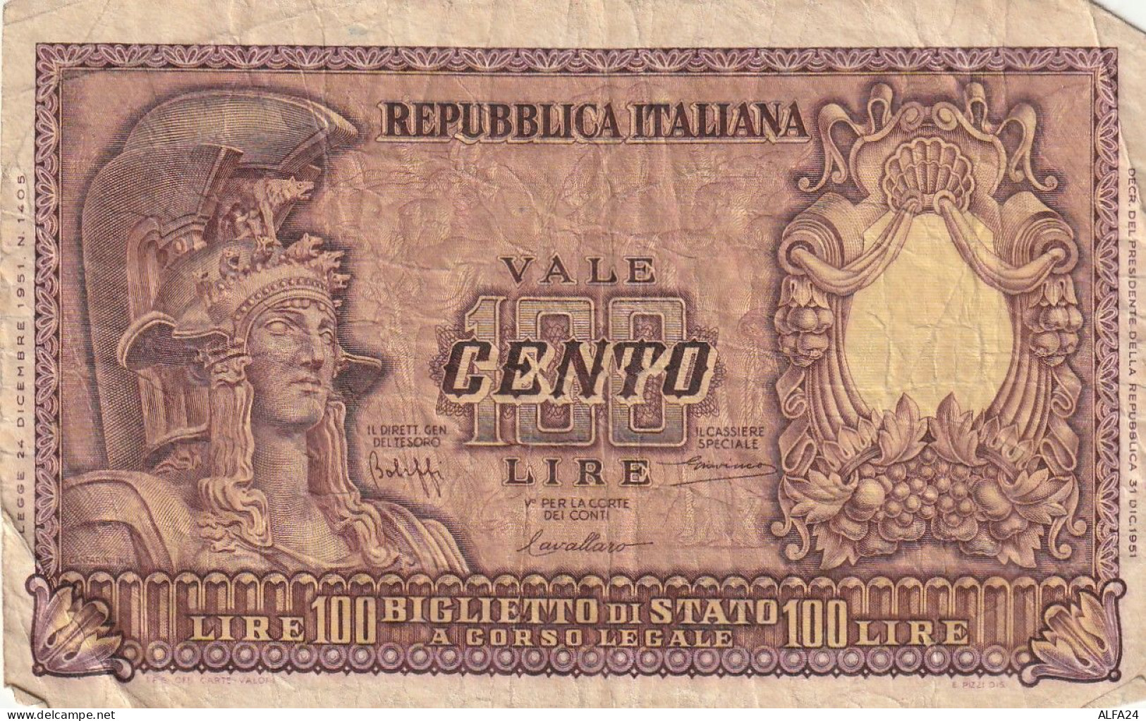 BANCONOTA ITALIA BIGLIETTO STATO 100 VF  (B_182 - 100 Liras