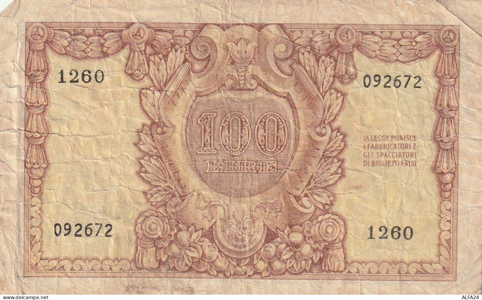 BANCONOTA ITALIA BIGLIETTO STATO 100 VF  (B_187 - 100 Liras