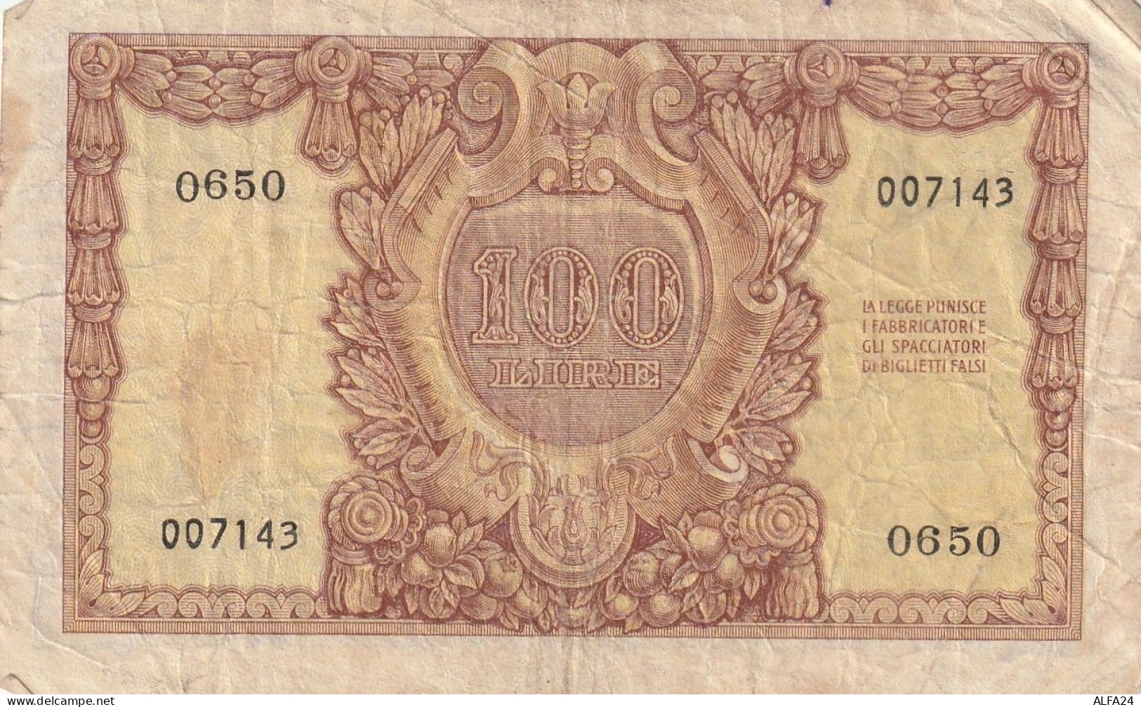 BANCONOTA ITALIA BIGLIETTO STATO 100 VF  (B_190 - 100 Liras