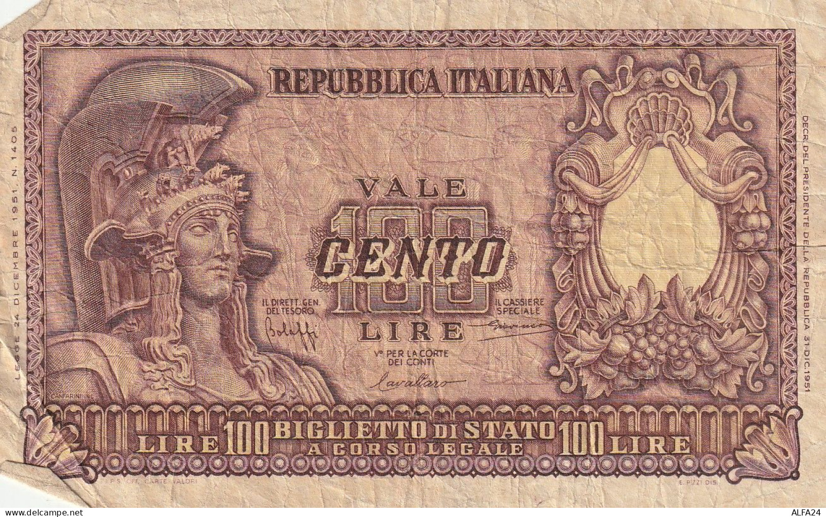 BANCONOTA ITALIA BIGLIETTO STATO 100 VF  (B_183 - 100 Lire
