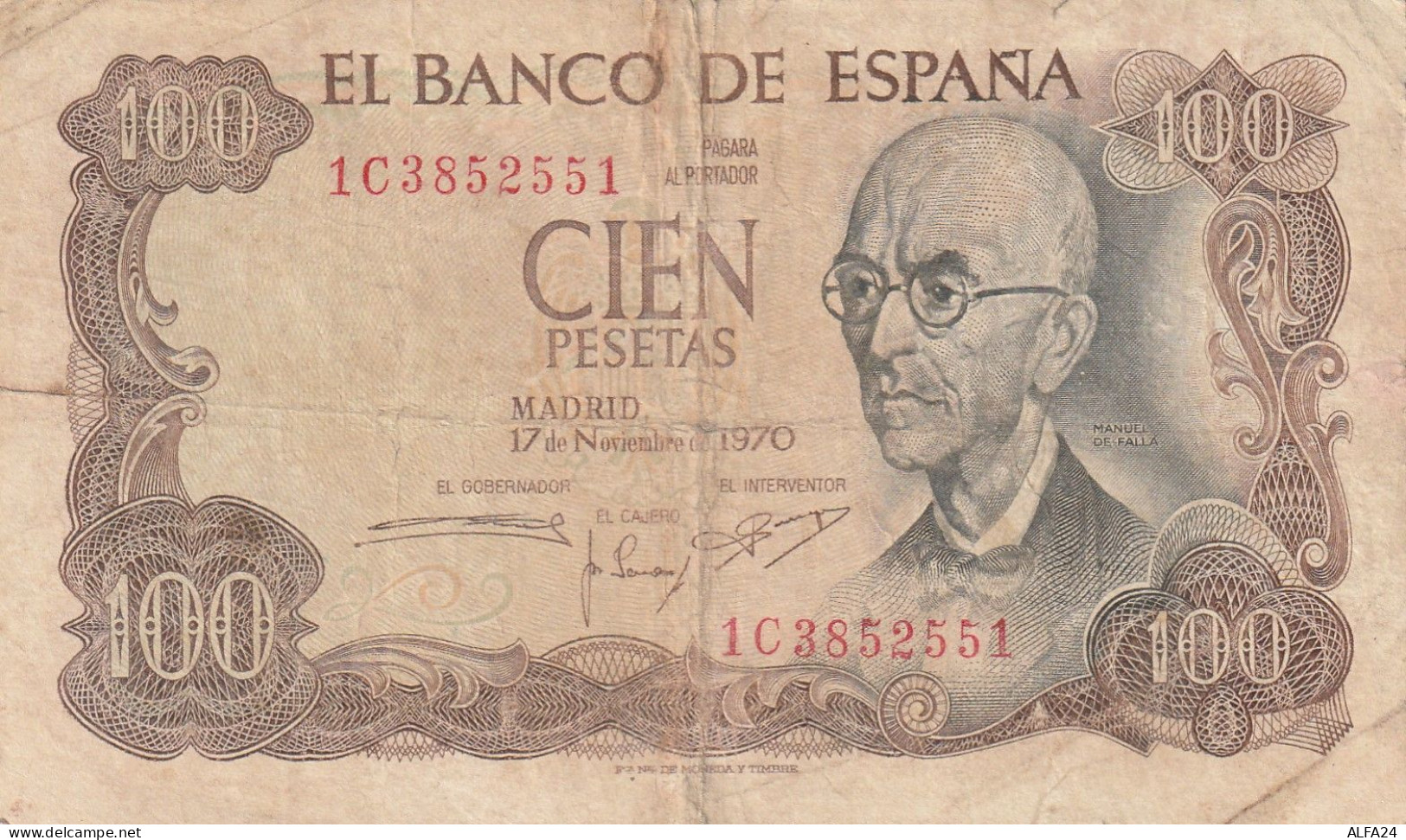 BANCONOTA SPAGNA 100 1970 VF  (B_135 - 100 Pesetas