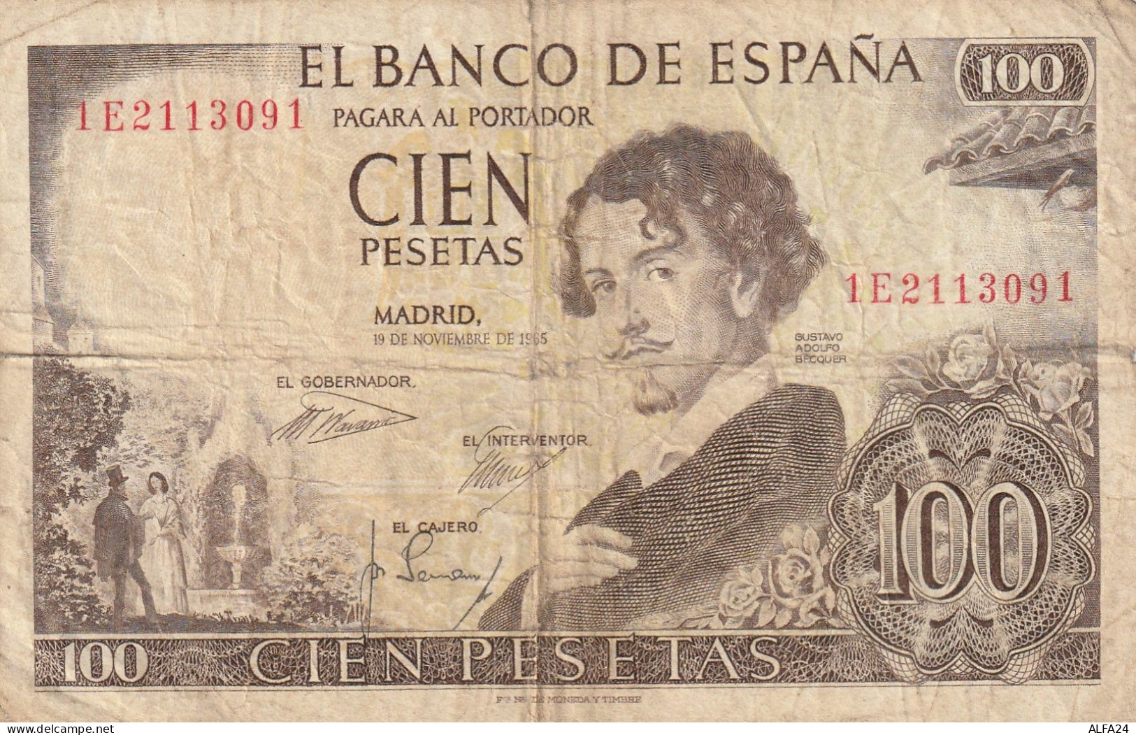 BANCONOTA SPAGNA 100 1965 VF  (B_130 - 100 Pesetas