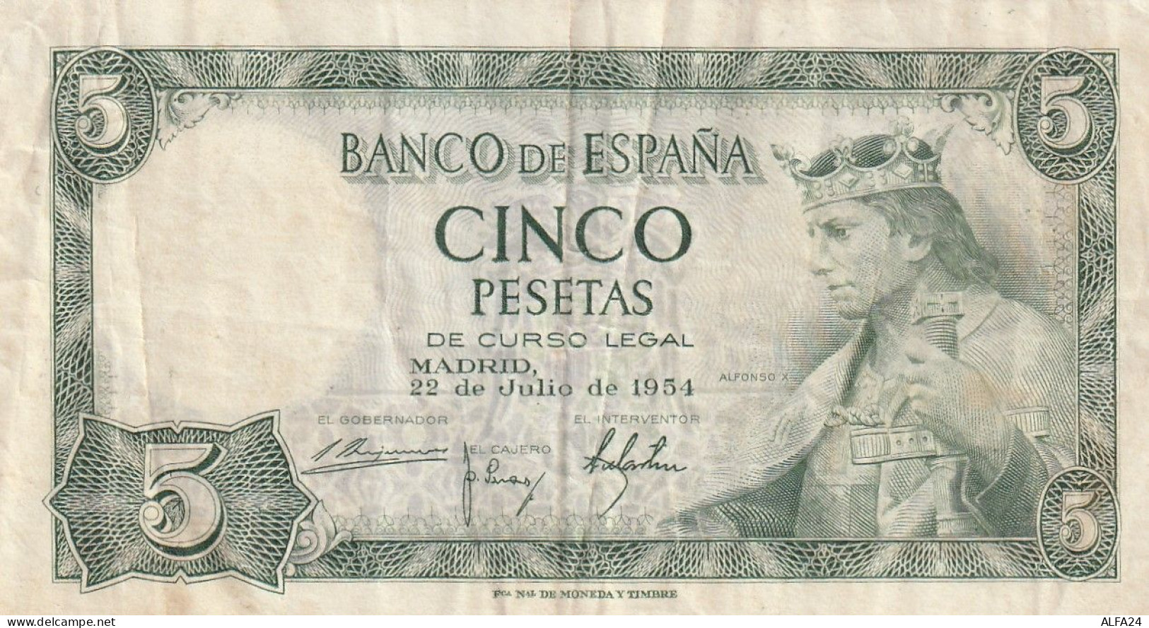 BANCONOTA SPAGNA 5 1954  VF  (B_139 - 5 Pesetas