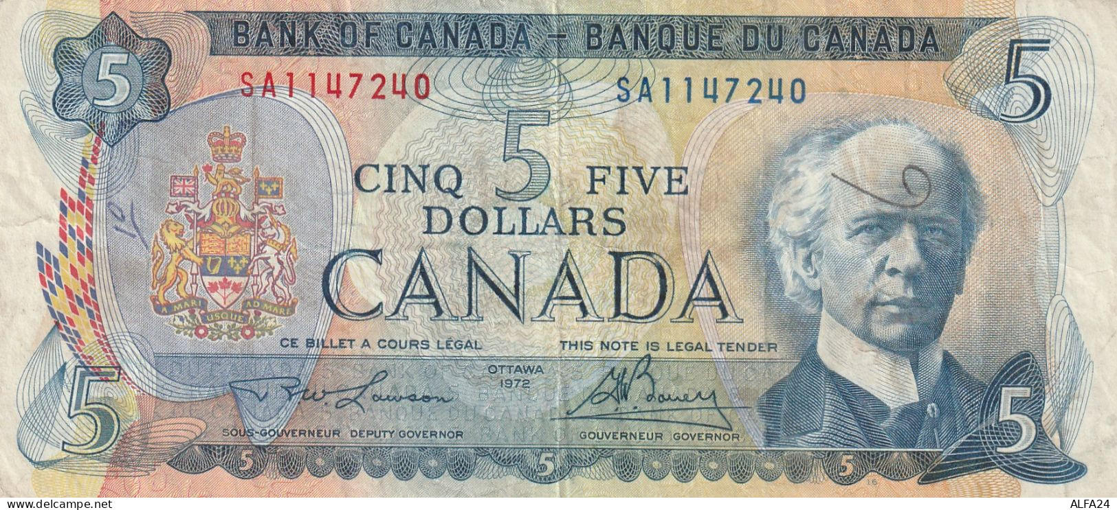 BANCONOTA CANADA 5 1972 VF  (B_108 - Canada