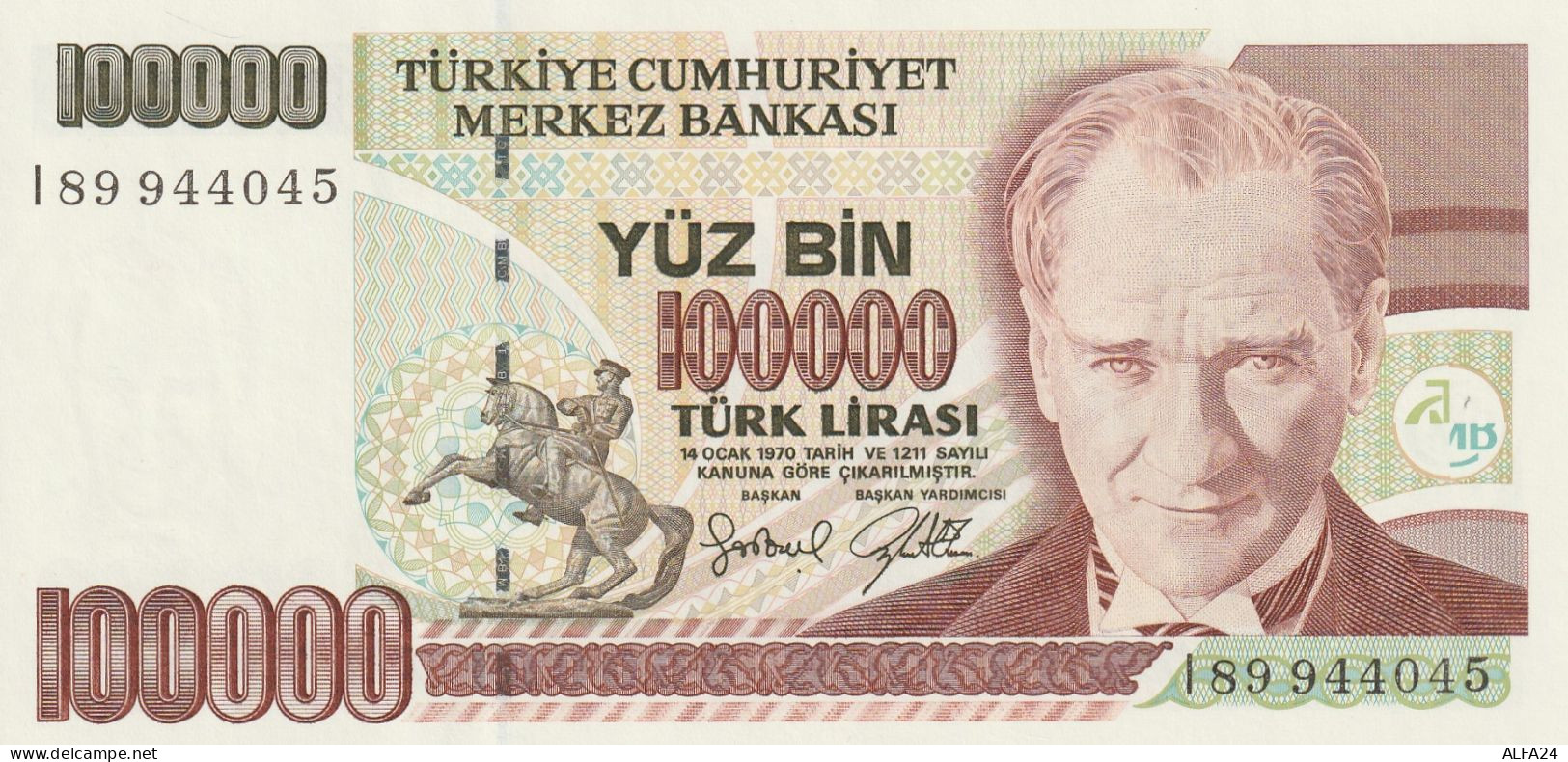 BANCONOTA TURCHIA 100000 UNC  (B_105 - Turquie