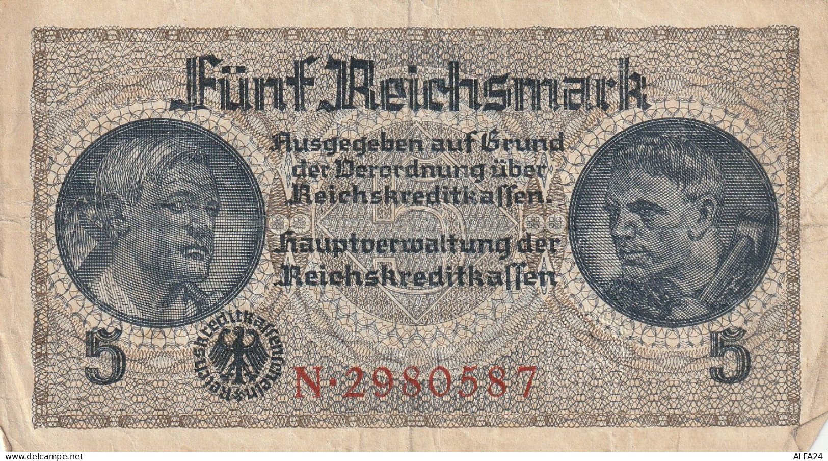 BANCONOTA GERMANIA 5 REICHSMARK VF  (B_82 - 5 Reichsmark