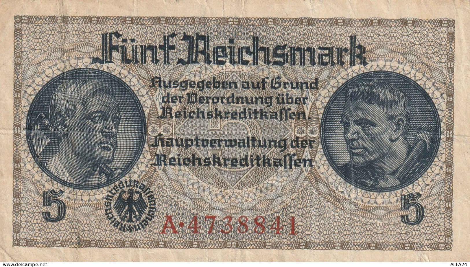 BANCONOTA GERMANIA 5 REICHSMARK VF  (B_84 - 5 Reichsmark