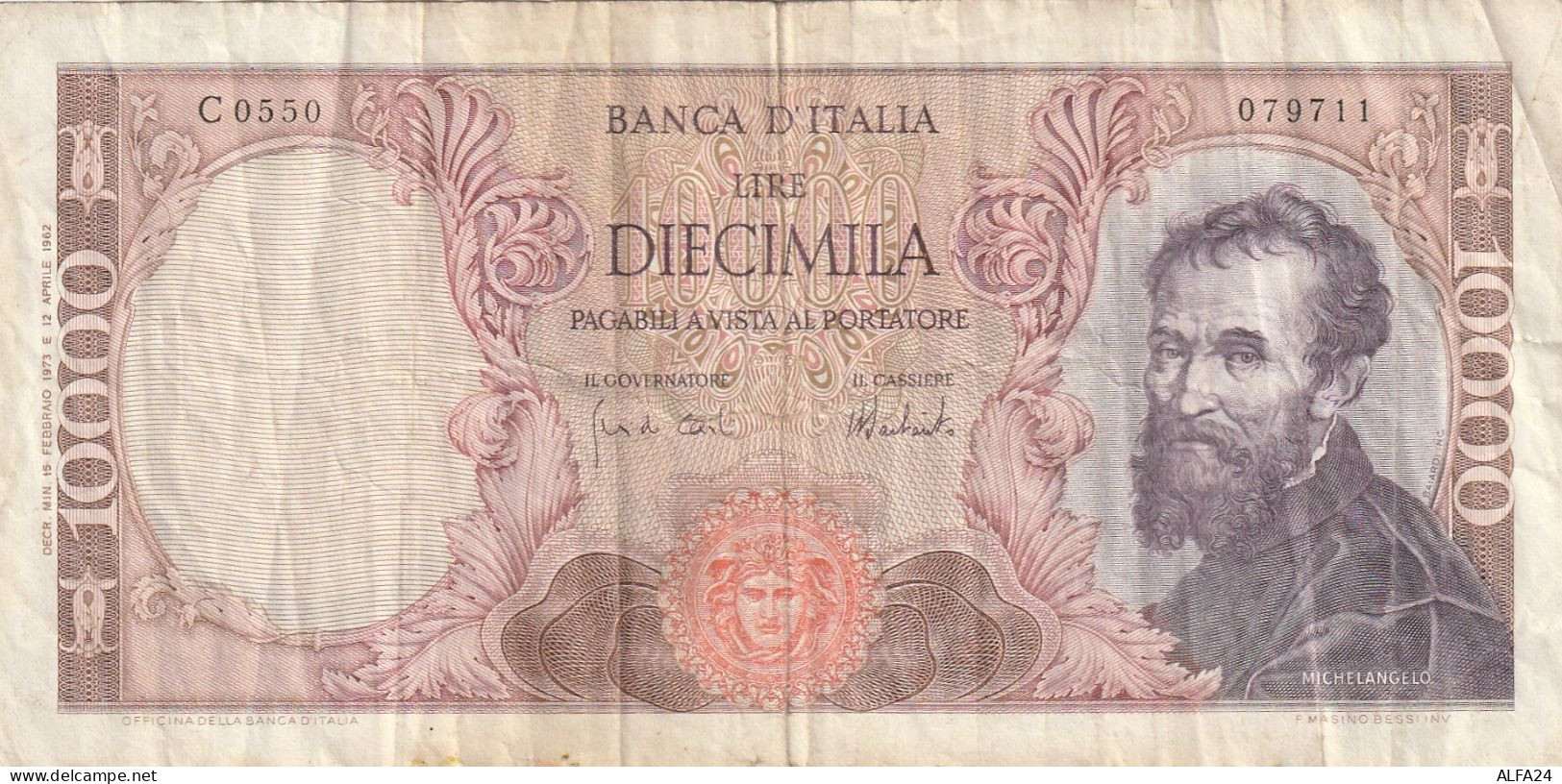 BANCONOTA L.10000 MICHELANGELO 1973 VF  (B_32 - 10.000 Lire