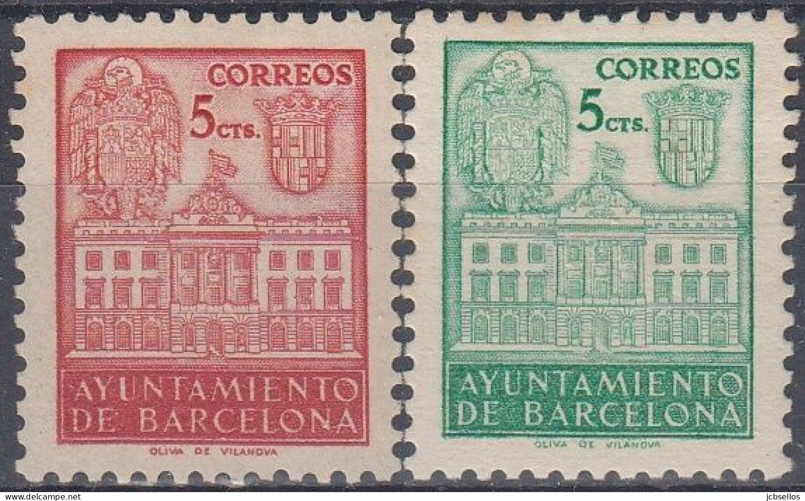 ESPAÑA BARCELONA 1942 Nº SH-38/39 NUEVO CON CHARNELA MANCHAS DEL TIEMPO - Barcelona