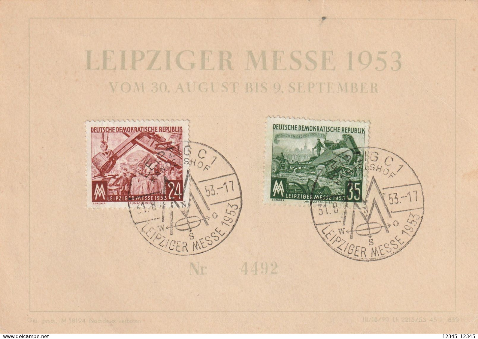 DDR 1953, Postcard Unused, Leipzig Fair. - Privé Postkaarten - Ongebruikt