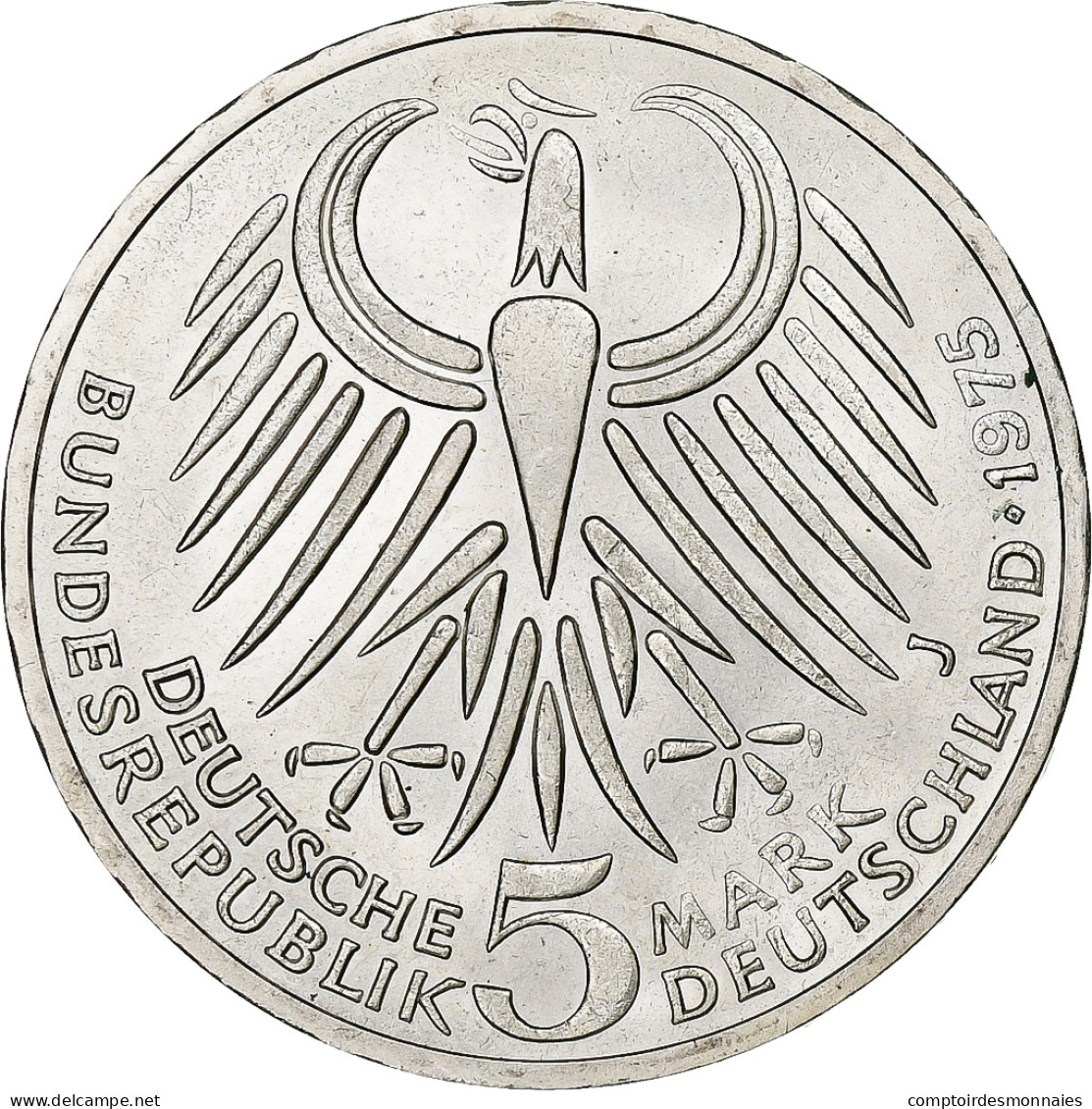 Monnaie, République Fédérale Allemande, 5 Mark, 1975, Hamburg, Germany, SUP+ - 5 Mark