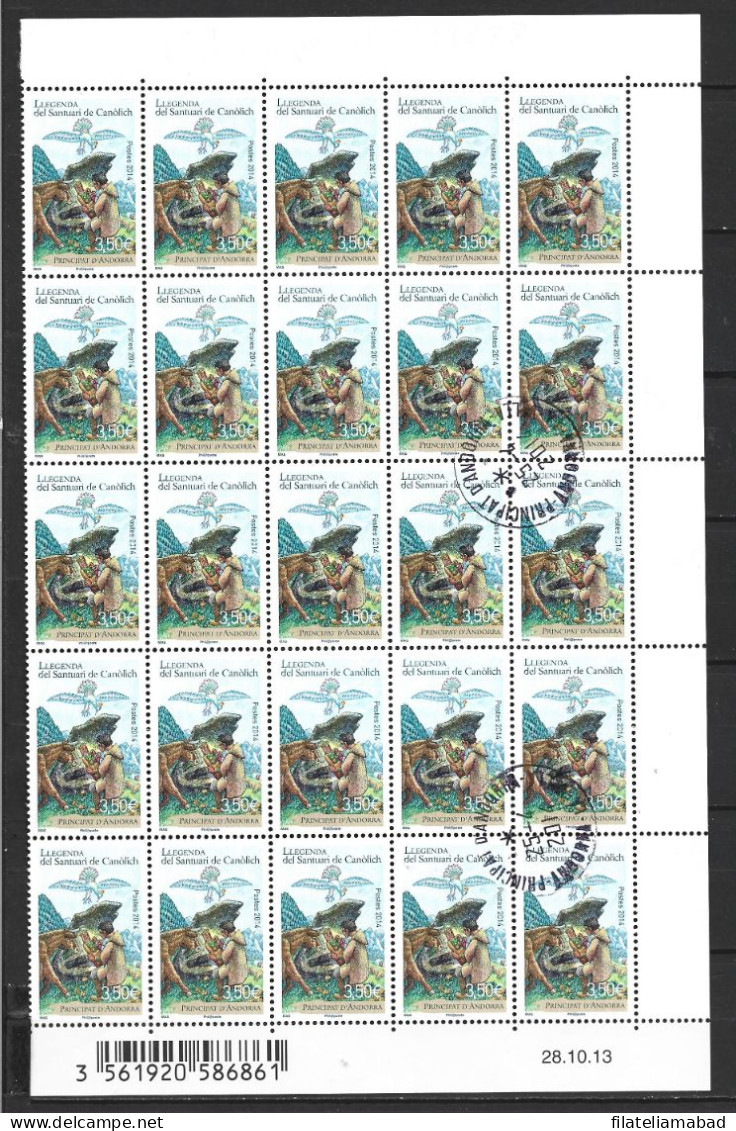 ANDORRA CORREO FRANCES Nº 748 25 SELLOS NUEVOS Y MATASELLADOS (C.H) - Nuovi