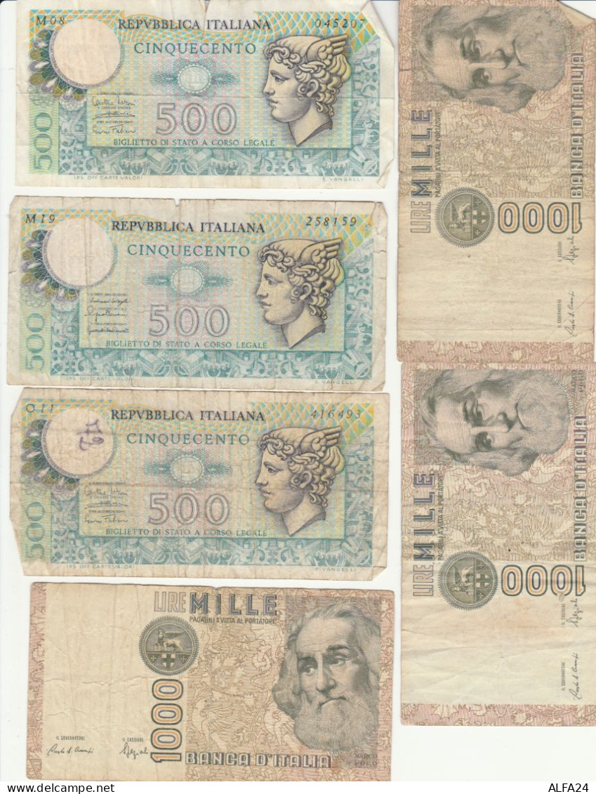 ITALIA F/VF LOTTO 6 BANCONOTE  6 (BN626 - Autres & Non Classés