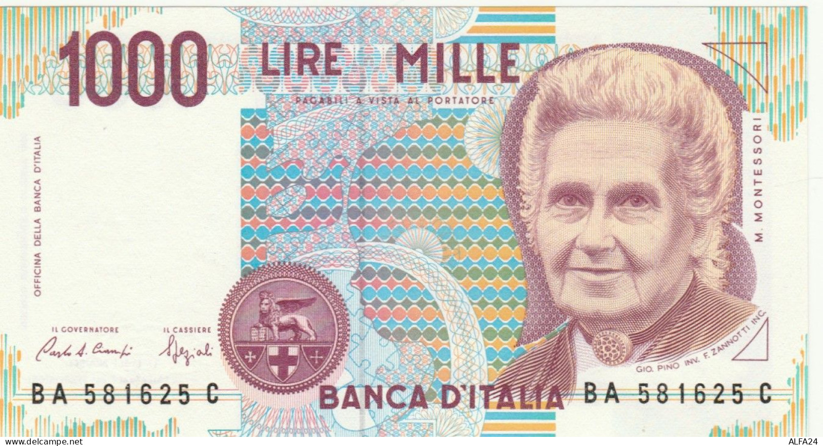 BANCONOTA  ITALIA 1000 LIRE MONTESSORI -  UNC (BN54 - 1000 Liras