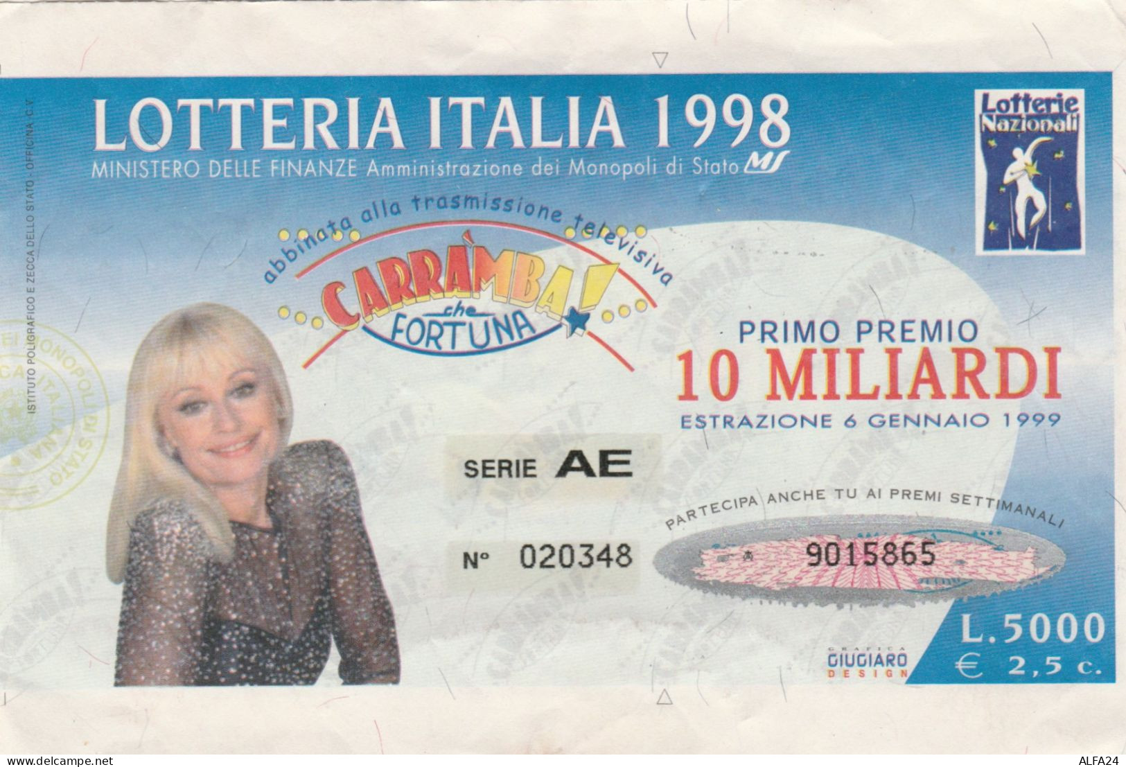 BIGLIETTO LOTTERIA  (BN611 - Billetes De Lotería