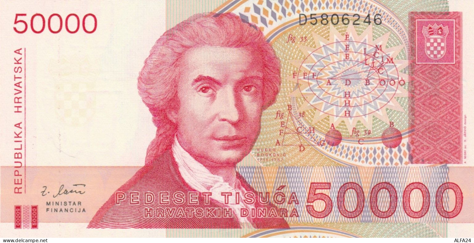 BANCONOTA - CROAZIA 5000 DINARA UNC (BN268 - Croatie